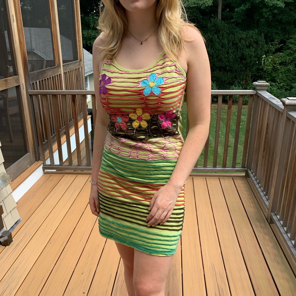Green hippie flower sundress